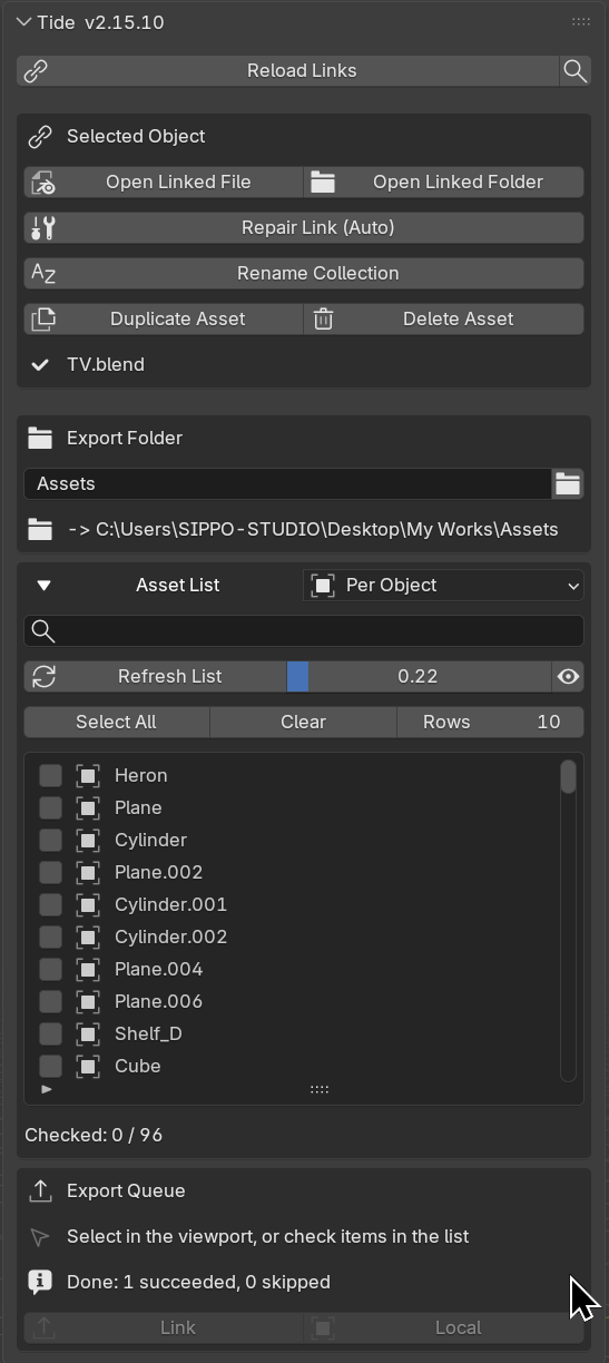 Actual Tide Blender add-on interface